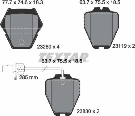 Textar 2328001 - Тормозные колодки, дисковые, комплект parts5.com