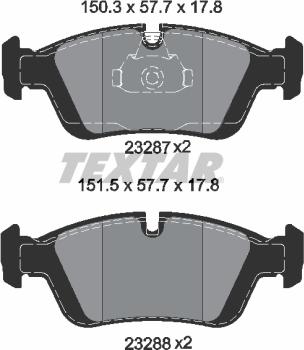 Textar 2328702 - Тормозные колодки, дисковые, комплект parts5.com