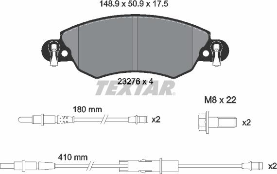 Textar 2327601 - Тормозные колодки, дисковые, комплект parts5.com