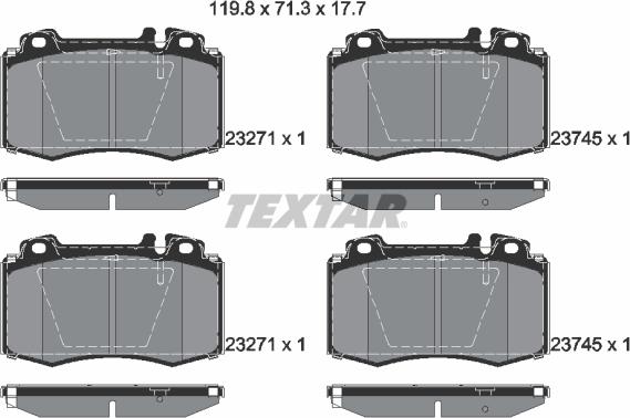 Textar 2374502 - Тормозные колодки, дисковые, комплект parts5.com