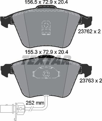 Textar 2376201 - Тормозные колодки, дисковые, комплект parts5.com