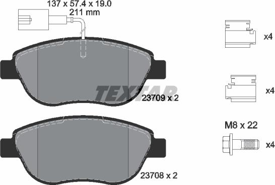 Textar 2370901 - Тормозные колодки, дисковые, комплект parts5.com