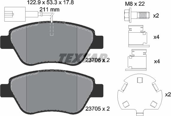 Textar 2370601 - Тормозные колодки, дисковые, комплект parts5.com