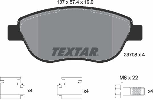 Textar 2370803 - Тормозные колодки, дисковые, комплект parts5.com