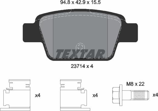 Textar 2371401 - Тормозные колодки, дисковые, комплект parts5.com