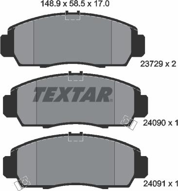 Textar 2372901 - Тормозные колодки, дисковые, комплект parts5.com