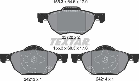 Textar 2372001 - Тормозные колодки, дисковые, комплект parts5.com