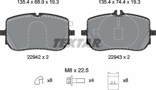 Textar 2294201 - Тормозные колодки, дисковые, комплект parts5.com