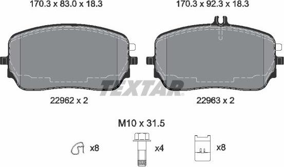 Textar 2296201 - Тормозные колодки, дисковые, комплект parts5.com