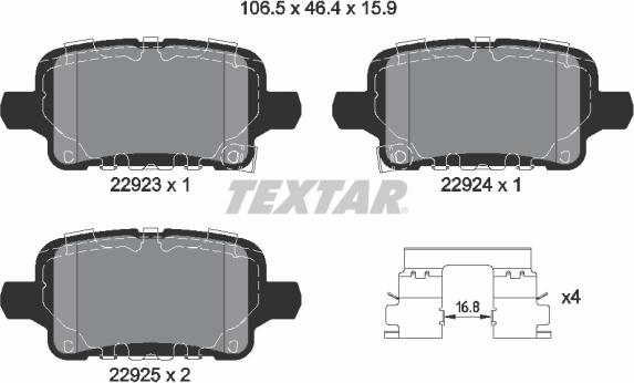 Textar 2292301 - Тормозные колодки, дисковые, комплект parts5.com