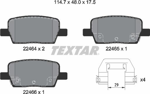 Textar 2246401 - Тормозные колодки, дисковые, комплект parts5.com