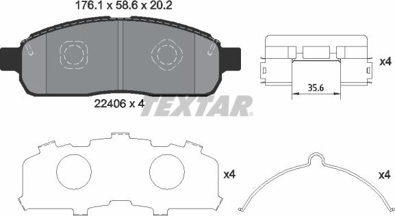 Textar 2240601 - Тормозные колодки, дисковые, комплект parts5.com