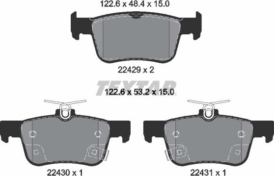 Textar 2242901 - Тормозные колодки, дисковые, комплект parts5.com