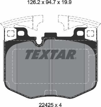 Textar 2242501 - Тормозные колодки, дисковые, комплект parts5.com