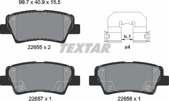 Textar 2265501 - Тормозные колодки, дисковые, комплект parts5.com