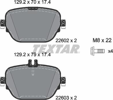 Textar 2260201 - Тормозные колодки, дисковые, комплект parts5.com