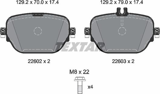 Textar 2260203 - Тормозные колодки, дисковые, комплект parts5.com