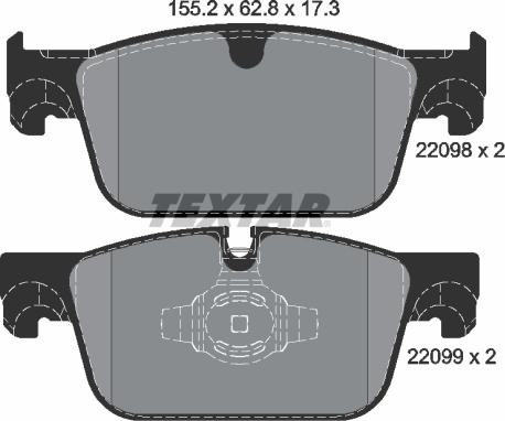 Textar 2209801 - Тормозные колодки, дисковые, комплект parts5.com