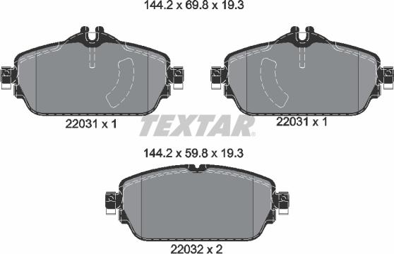 Textar 2203101 - Тормозные колодки, дисковые, комплект parts5.com