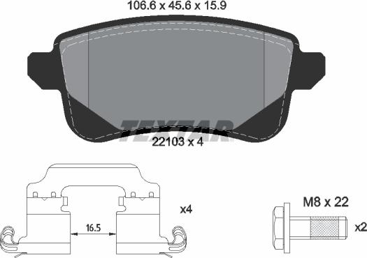 Textar 2210301 - Тормозные колодки, дисковые, комплект parts5.com