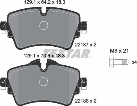 Textar 2218701 - Тормозные колодки, дисковые, комплект parts5.com