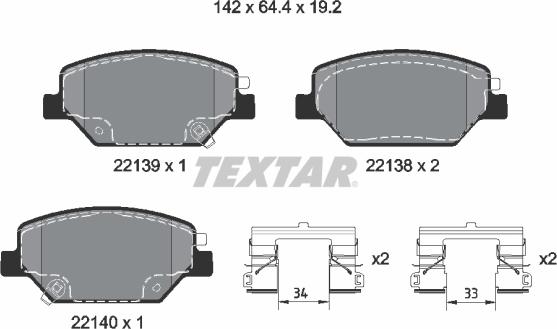 Textar 2213901 - Тормозные колодки, дисковые, комплект parts5.com