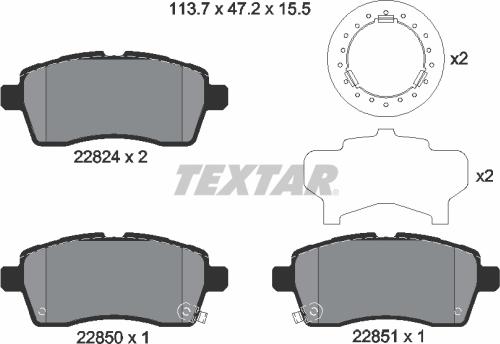 Textar 2282401 - Тормозные колодки, дисковые, комплект parts5.com