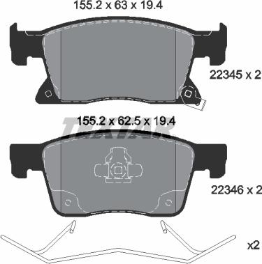 Textar 2234501 - Тормозные колодки, дисковые, комплект parts5.com