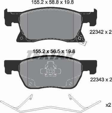 Textar 2234201 - Тормозные колодки, дисковые, комплект parts5.com