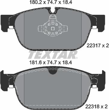 Textar 2231701 - Тормозные колодки, дисковые, комплект parts5.com