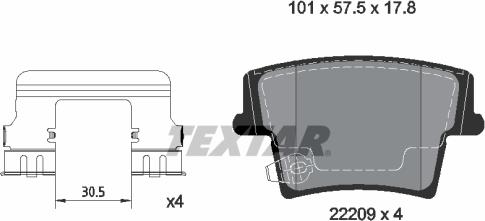 Textar 2220901 - Тормозные колодки, дисковые, комплект parts5.com