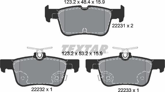 Textar 2223101 - Тормозные колодки, дисковые, комплект parts5.com