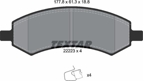 Textar 2222301 - Тормозные колодки, дисковые, комплект parts5.com