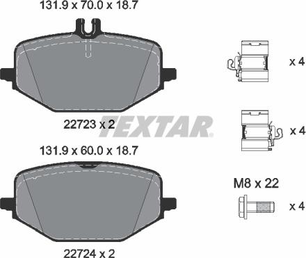 Textar 2272303 - Тормозные колодки, дисковые, комплект parts5.com