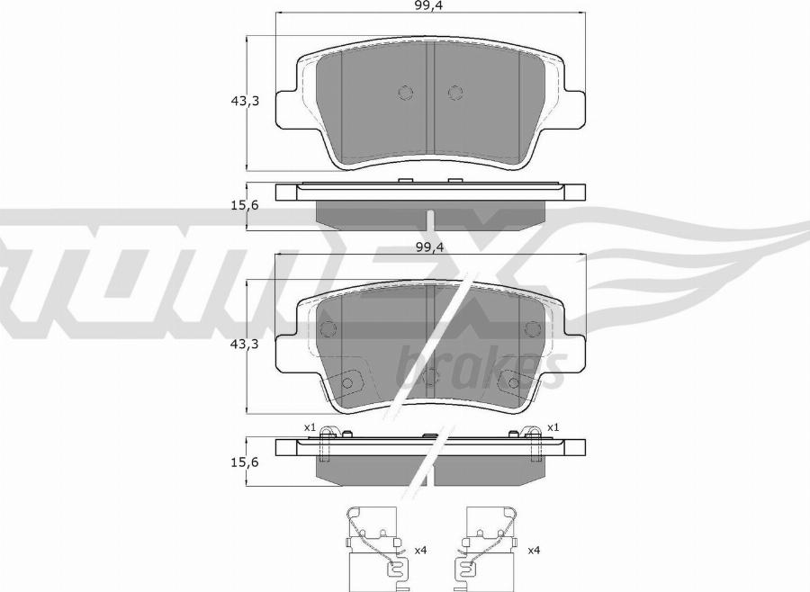 TOMEX brakes TX 60-38 - Тормозные колодки, дисковые, комплект parts5.com