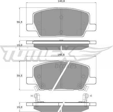 TOMEX brakes TX 19-55 - Тормозные колодки, дисковые, комплект parts5.com