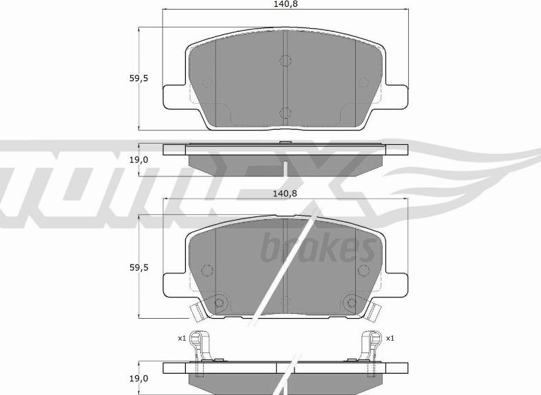 TOMEX brakes TX 19-55 - Тормозные колодки, дисковые, комплект parts5.com