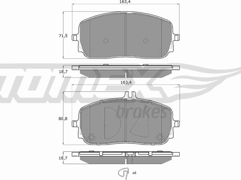 TOMEX brakes TX 19-71 - Тормозные колодки, дисковые, комплект parts5.com