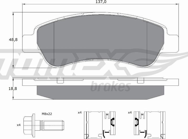 TOMEX brakes TX 14-41 - Тормозные колодки, дисковые, комплект parts5.com