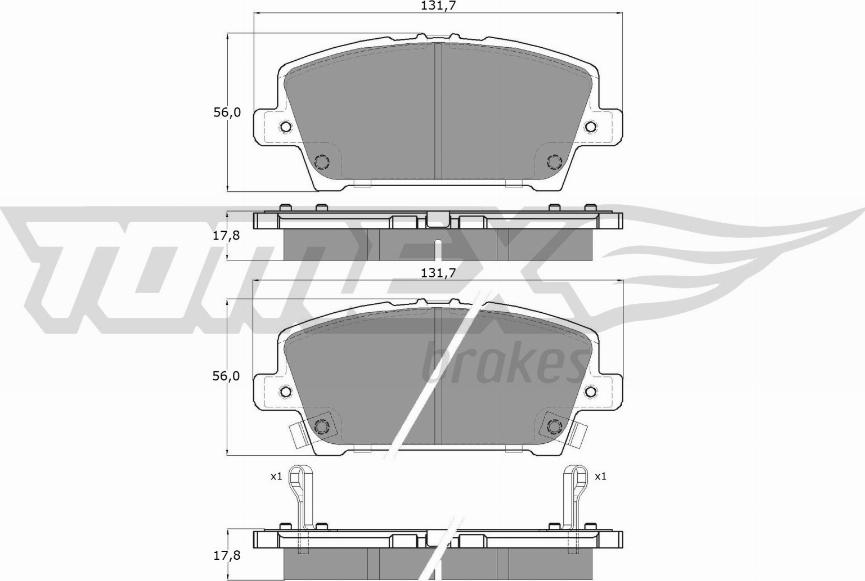 TOMEX brakes TX 14-52 - Тормозные колодки, дисковые, комплект parts5.com