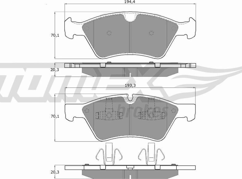 TOMEX brakes TX 14-57 - Тормозные колодки, дисковые, комплект parts5.com