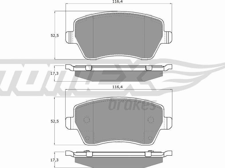 TOMEX brakes TX 14-16 - Тормозные колодки, дисковые, комплект parts5.com