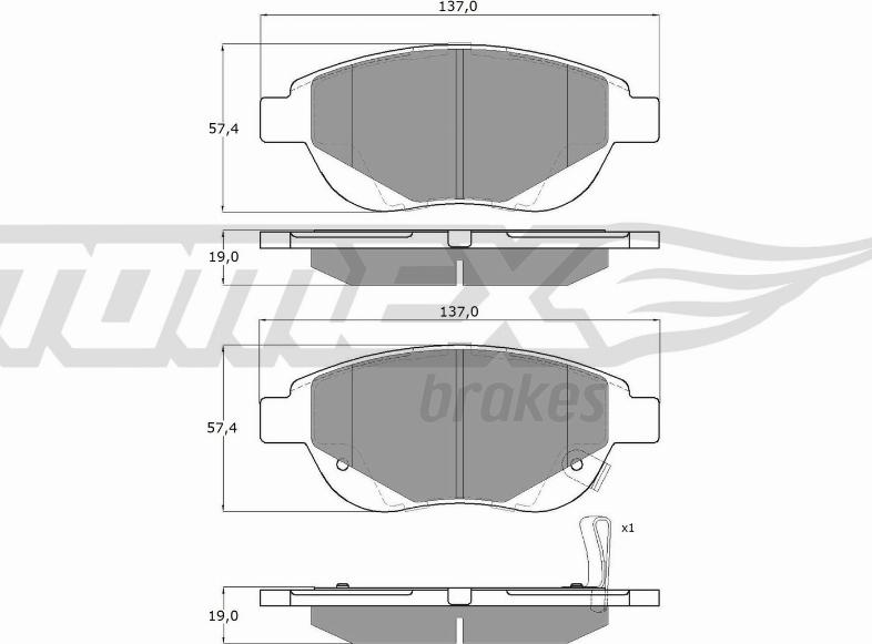 TOMEX brakes TX 14-86 - Тормозные колодки, дисковые, комплект parts5.com