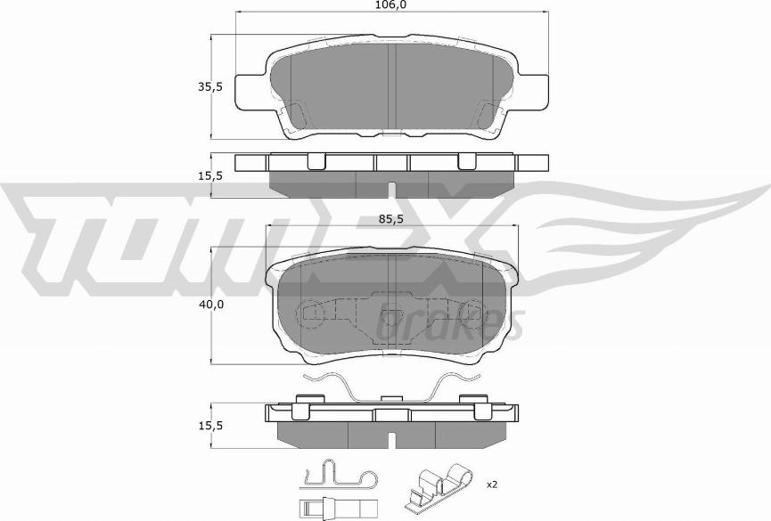 TOMEX brakes TX 14-87 - Тормозные колодки, дисковые, комплект parts5.com