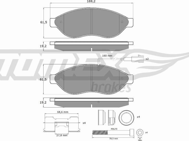 TOMEX brakes TX 14-39 - Тормозные колодки, дисковые, комплект parts5.com