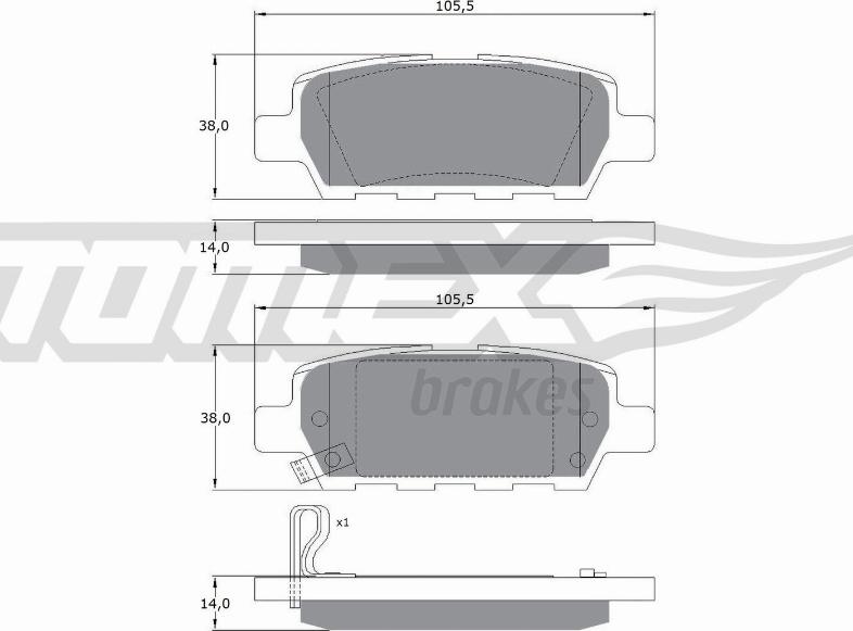 TOMEX brakes TX 14-21 - Тормозные колодки, дисковые, комплект parts5.com