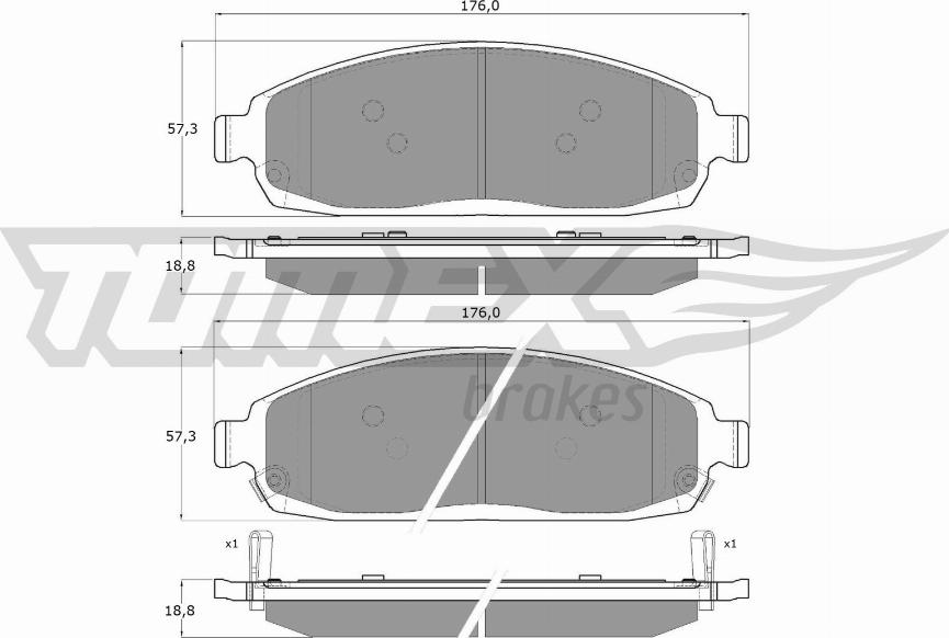 TOMEX brakes TX 15-52 - Тормозные колодки, дисковые, комплект parts5.com