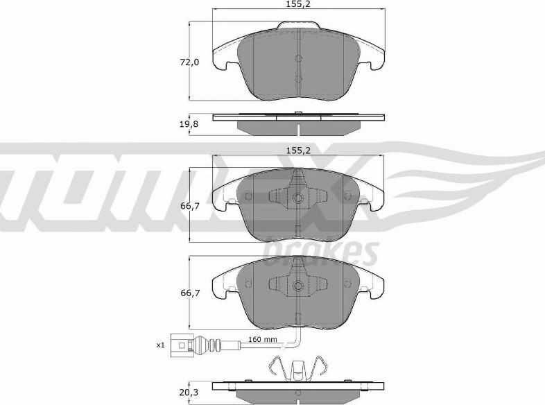 TOMEX brakes TX 15-82 - Тормозные колодки, дисковые, комплект parts5.com