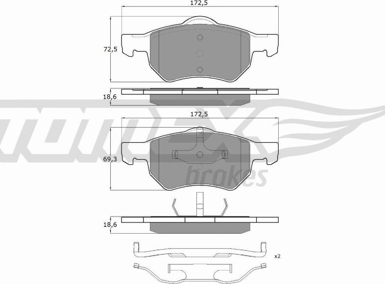 TOMEX brakes TX 15-30 - Тормозные колодки, дисковые, комплект parts5.com