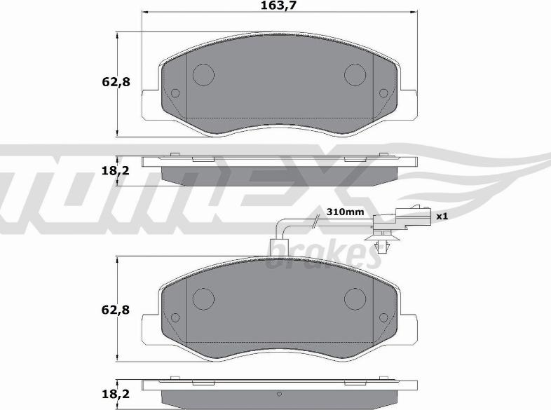 TOMEX brakes TX 16-49 - Тормозные колодки, дисковые, комплект parts5.com